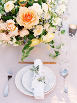 Peach and Green Wedding Place Setting