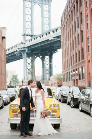 Wedding Photo with Taxi Cab