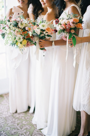 White Chiffon Bridesmaids Dresses