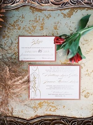 Berry and Gold Wedding Invitations