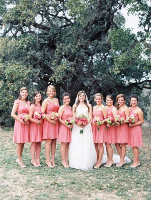 Bridesmaids in Coral Pink