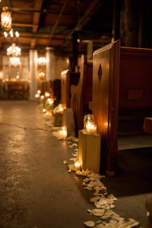 Ceremony Benches with Candles