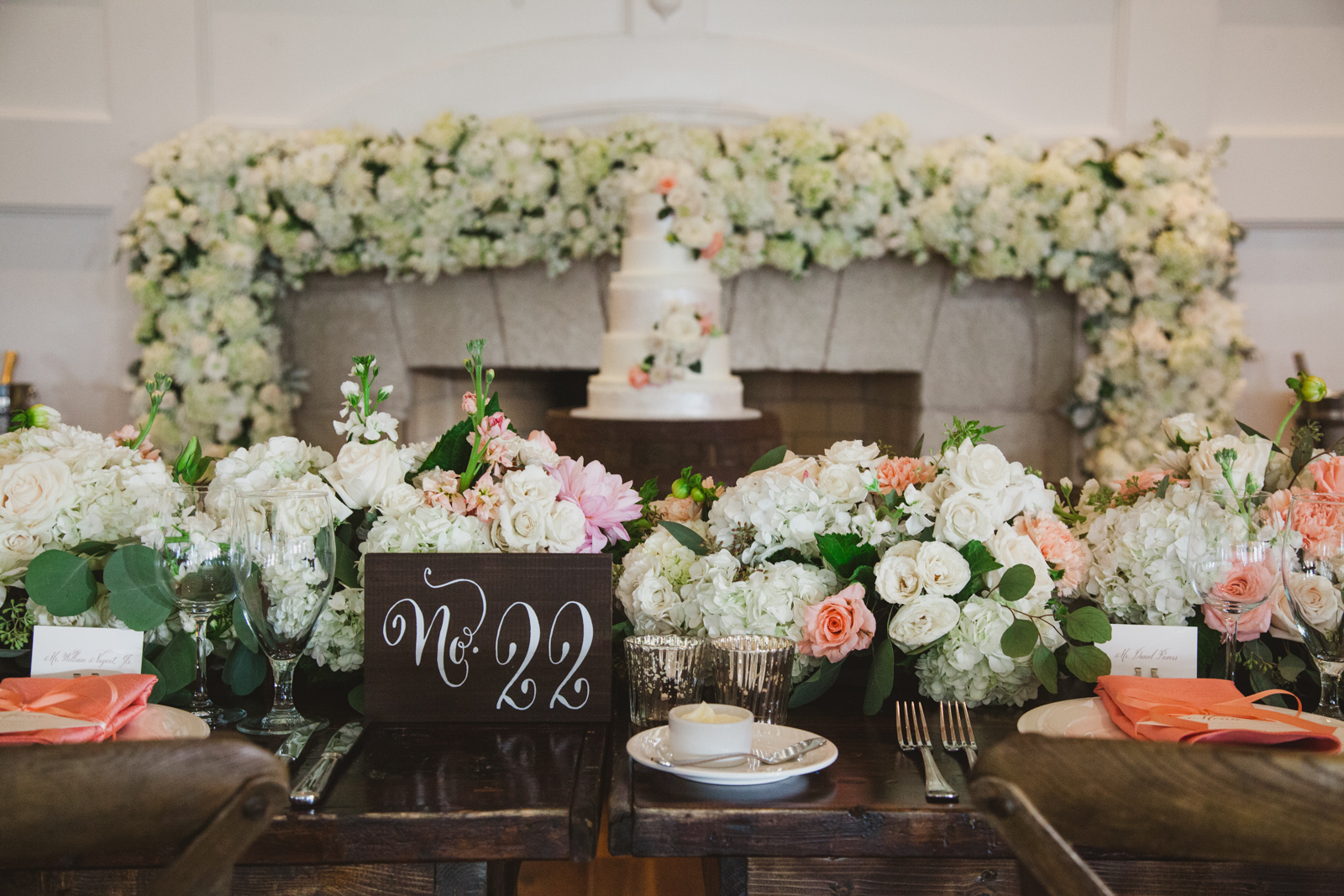 Elegant Ivory and Peach Wedding Flowers