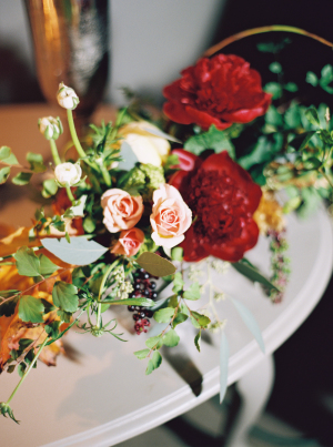 Pale Peach and Red Wedding Flowers