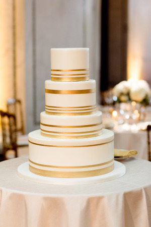 Wedding Cake with Gold Bands