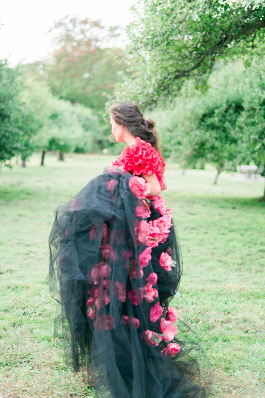 Black Tulle and Pink Flower Dress