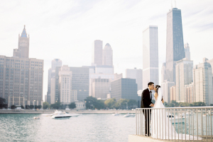 Bride And Groom Chicago Skyline