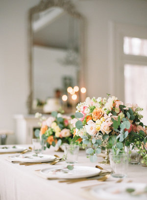 Centerpiece in Peach and Green