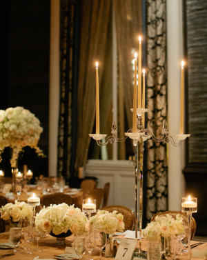Gold Taper Candle Centerpiece