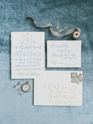 Gray and Blue Calligraphy Invitations
