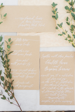 Kraft Paper and White Calligraphy Invitations
