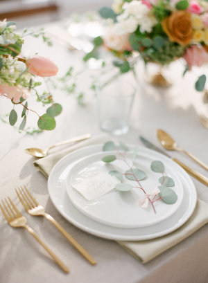 Place Setting with Gold Flatware
