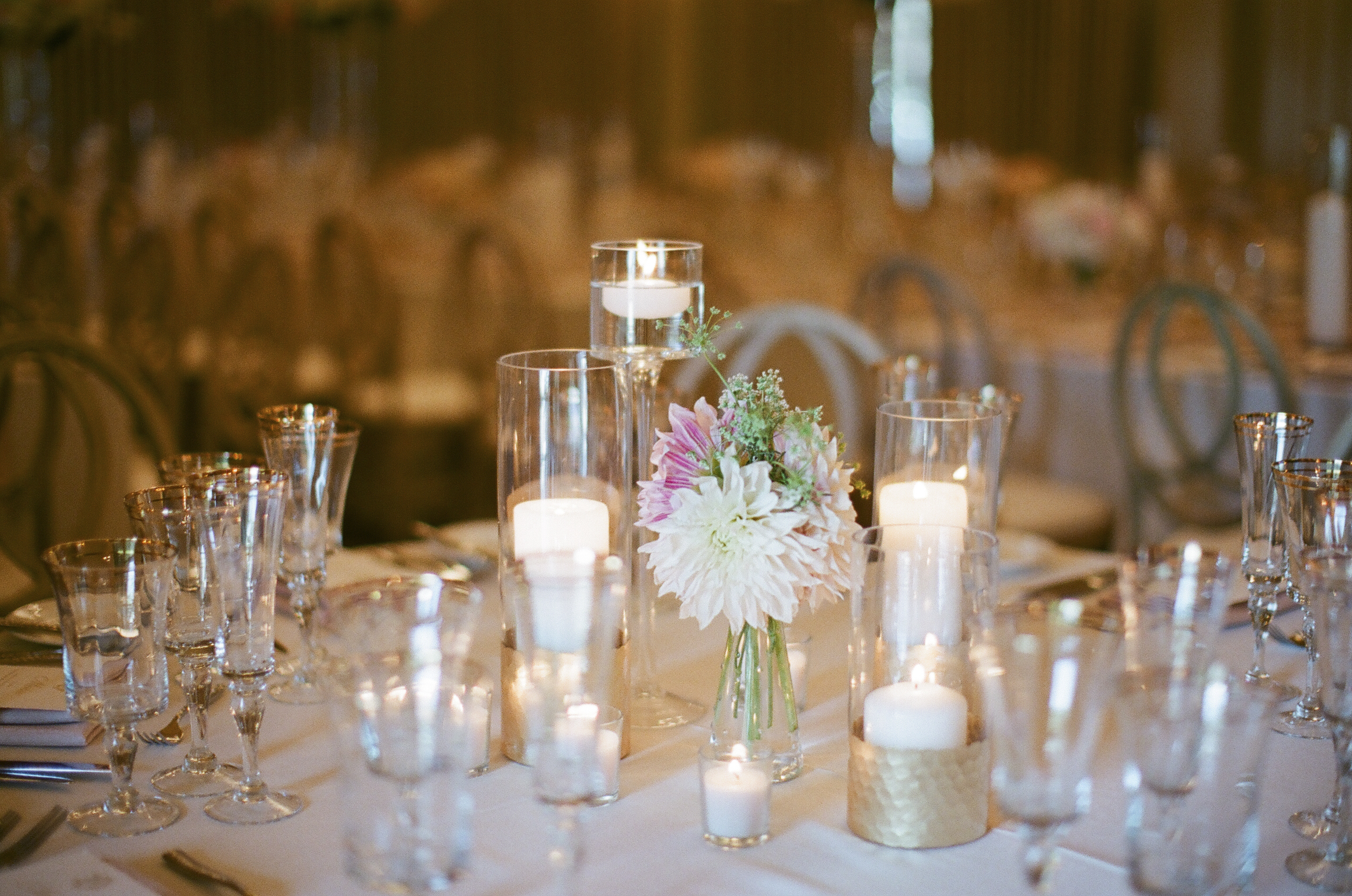 Posy and Candle Centerpiece
