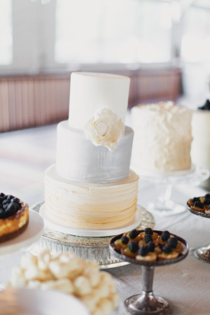 Silver and Pale Yellow Wedding Cake