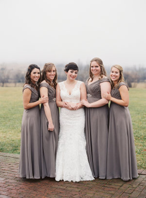 Silvery Gray Bridesmaids Dresses