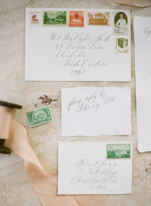 Vintage Stamps on Wedding Invitations