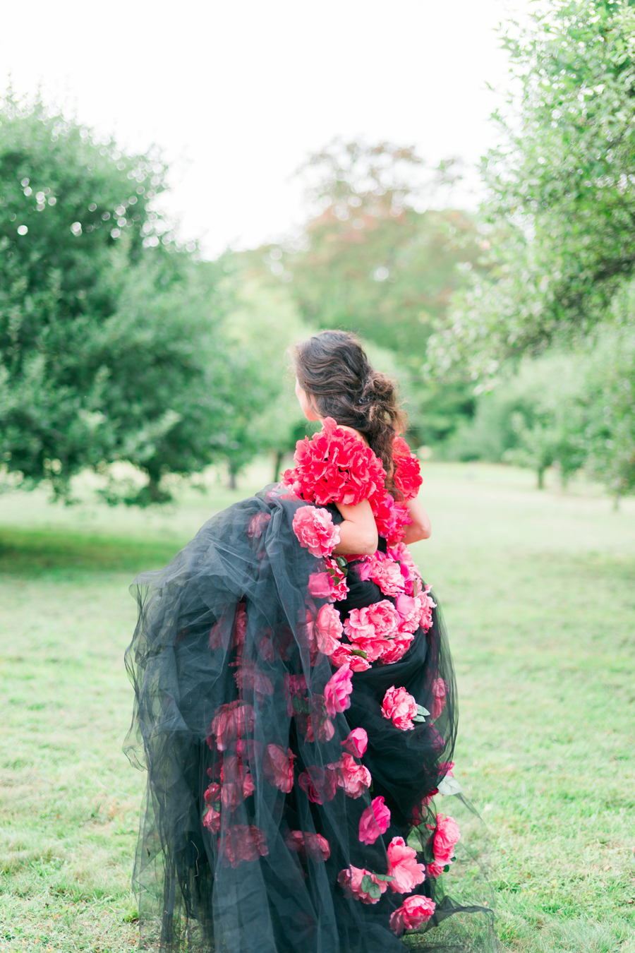 Wedding Dress with Black Tulle