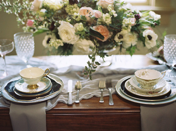 Wedding Table with Mismatched China
