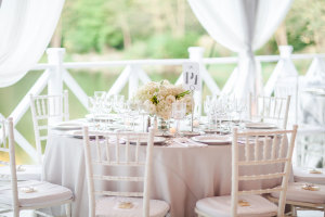 White and Gray Reception Tables