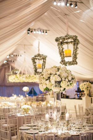 White and Gray Wedding Reception