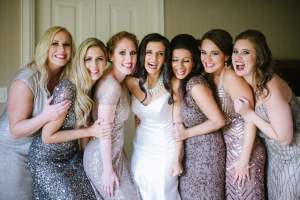 Bridesmaids in Blush and Silver