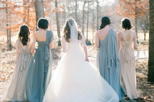 Bridesmaids in Chiffon Dresses