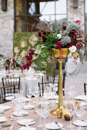 Burgundy and Gold Centerpiece