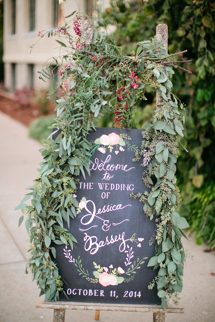 Chalkboard and Greenery Wedding Sign