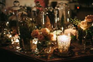 Mercury Glass and Candles at Wedding
