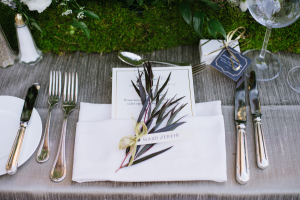 Silver and Green Place Setting