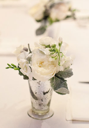 Silver and Ivory Posy Centerpiece