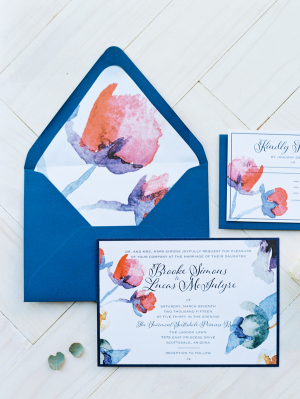 Blue and Pink Wedding Stationery