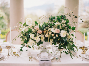 Blush and Ivory Centerpiece with Greenery