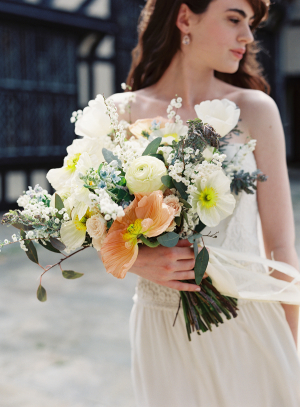 Bride with Yellow and Apricot Bouquet