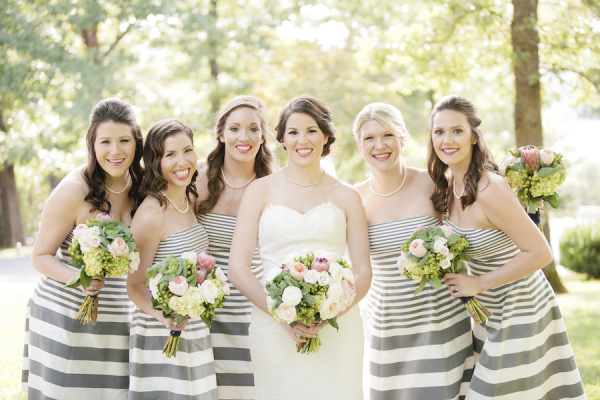 Bridesmaids in Silver Stripes