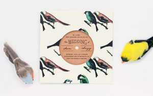 Ello There Print Co Bird Pattern Record with Sleeve Invitation