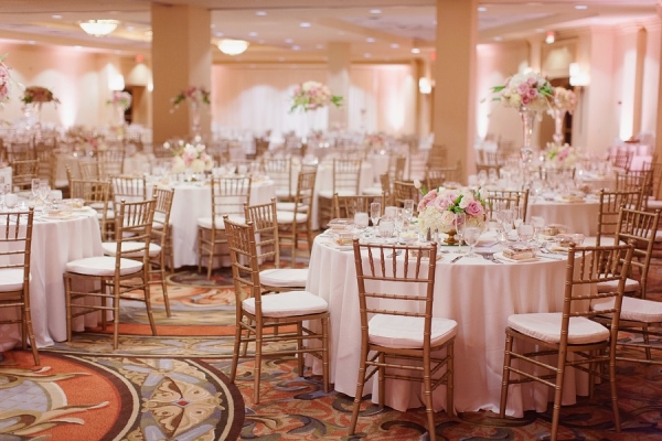 Gold Pink Hotel Ballroom Wedding