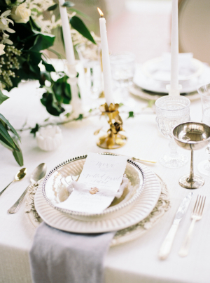 Gray and Silver Wedding Place Setting