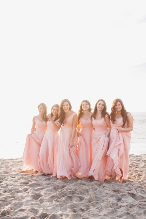Pink Bridesmaids on the Beach