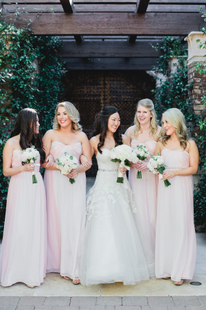 Pink Strapless Bridesmaids Dresses