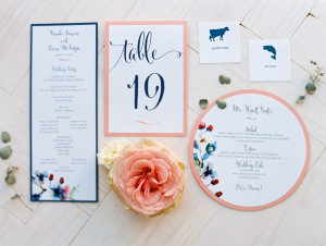 Pink and Blue Reception Stationery