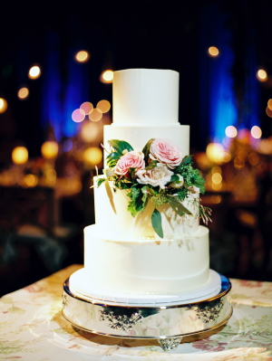 White Wedding Cake with Flower Detail