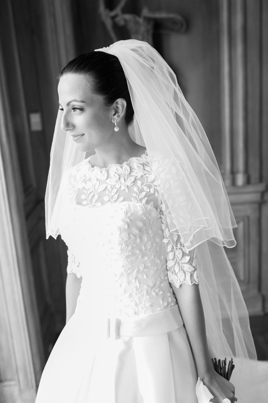 Black and White Bridal Portrait