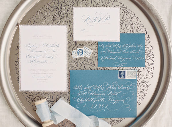 Blue and Silver Wedding Invitations