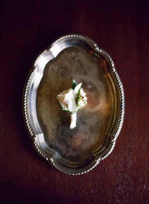 Boutonniere on Silver Tray
