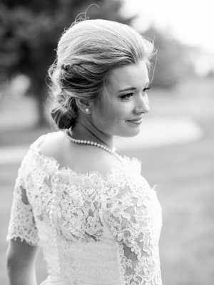 Bride in Gown with Lace Sleeves