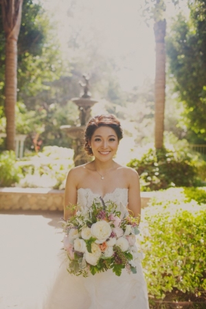 Bride with Pastel Garden Bouquet