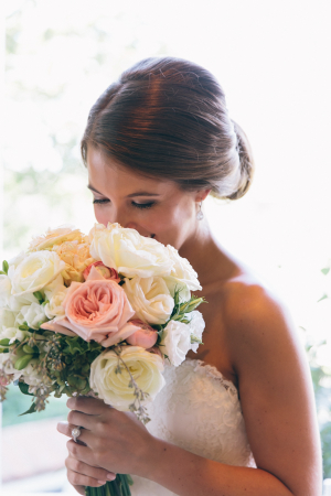 Bride with Pink and Ivory Bouquet