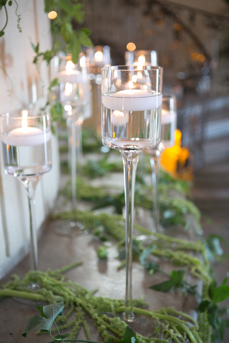 Candle and Greenery Wedding Decor