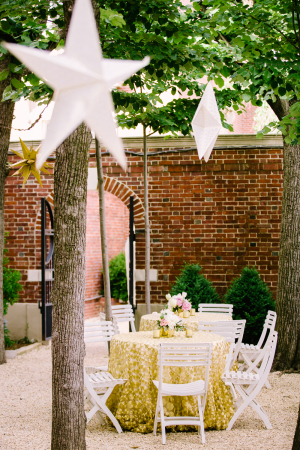 Cocktail Tables with Gold Linen